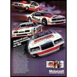 1986 Motorcraft Autoparts Ford Race Cars Vintage Print Ad NASCAR SCCA IMSA